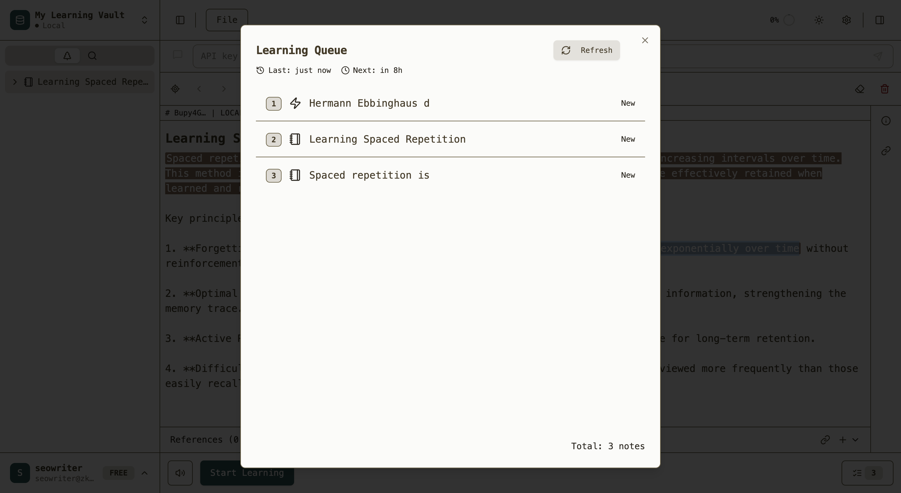 Learning Queue - With Items