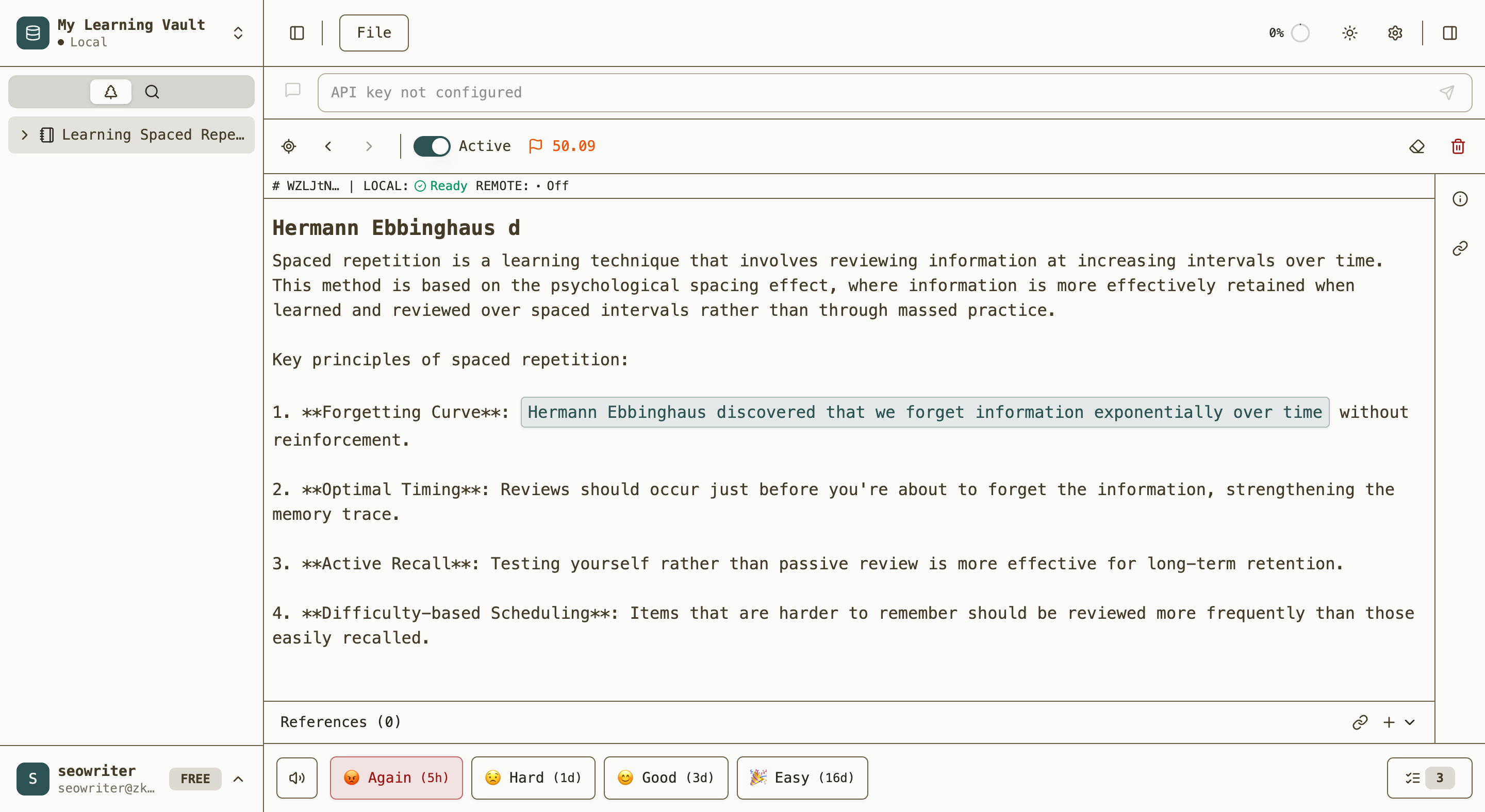 Cloze Answer Revealed with Rating Options